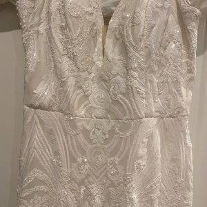 White all sequin wedding dress
